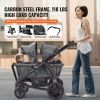 VEVOR All-Terrain Stroller Wagon, 2 Seats Foldable Expedition 2-in-1 Collapsible Wagon Stroller, Includes Canopy, Parent Organizer